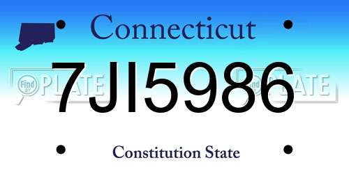 7JI5986 Connecticut License Plate