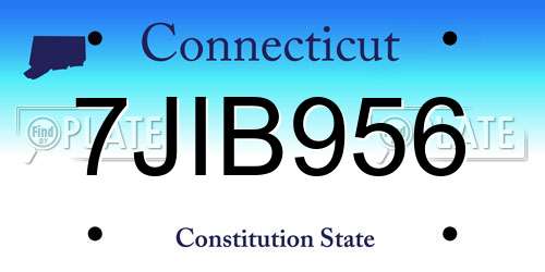 7JIB956 Connecticut License Plate