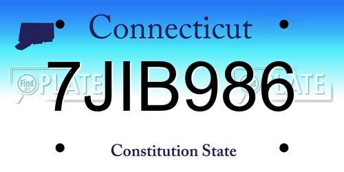 7JIB986 Connecticut License Plate