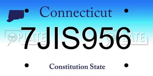7JIS956 Connecticut License Plate