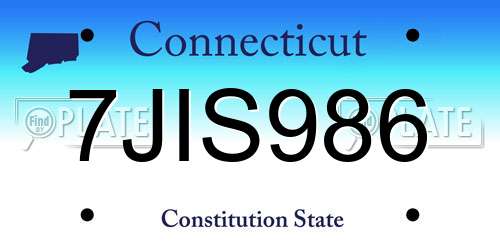 7JIS986 Connecticut License Plate