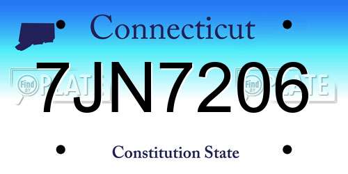 7JN7206 Connecticut License Plate