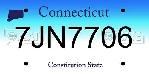 7JN7706 Connecticut License Plate