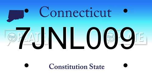 7JNL009 Connecticut License Plate