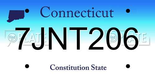 7JNT206 Connecticut License Plate
