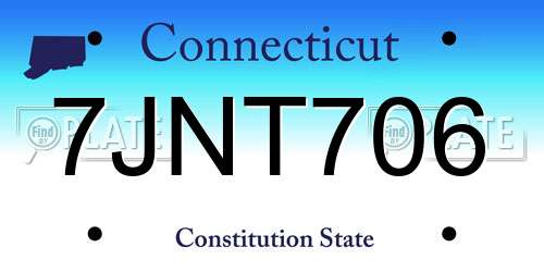 7JNT706 Connecticut License Plate
