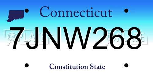 7JNW268 Connecticut License Plate