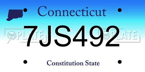 7JS492 Connecticut License Plate