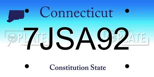 7JSA92 Connecticut License Plate