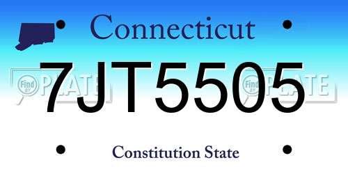 7JT5505 Connecticut License Plate