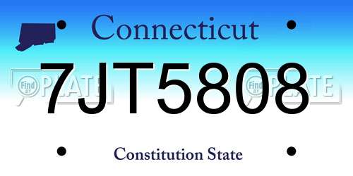 7JT5808 Connecticut License Plate