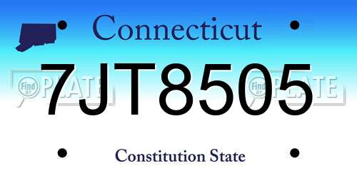 7JT8505 Connecticut License Plate