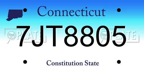7JT8805 Connecticut License Plate