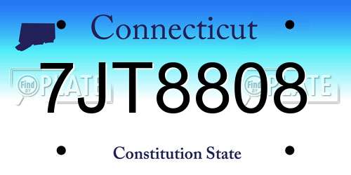 7JT8808 Connecticut License Plate