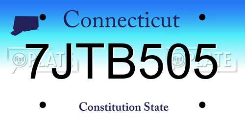 7JTB505 Connecticut License Plate