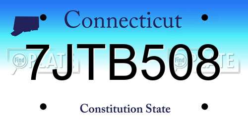 7JTB508 Connecticut License Plate