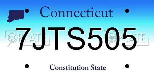 7JTS505 Connecticut License Plate