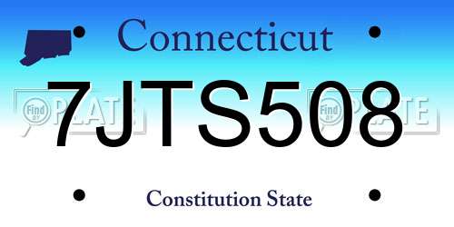 7JTS508 Connecticut License Plate