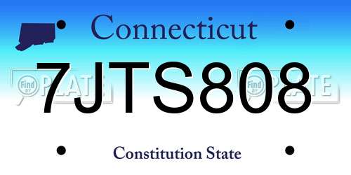 7JTS808 Connecticut License Plate