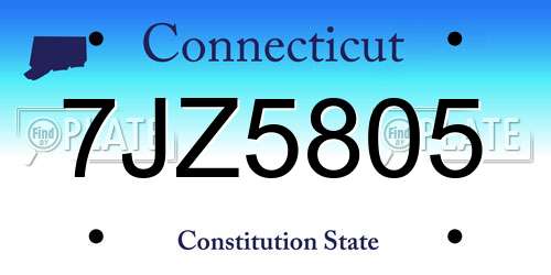 7JZ5805 Connecticut License Plate