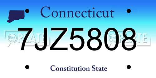 7JZ5808 Connecticut License Plate