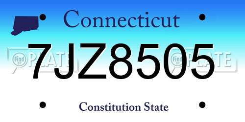 7JZ8505 Connecticut License Plate