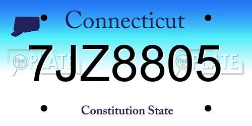 7JZ8805 Connecticut License Plate