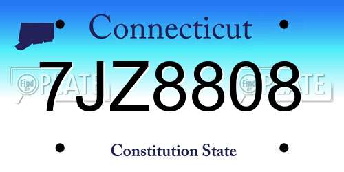 7JZ8808 Connecticut License Plate