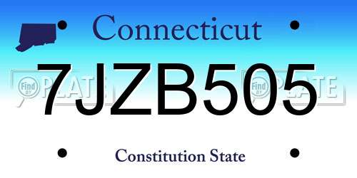 7JZB505 Connecticut License Plate