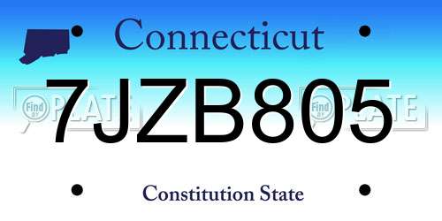 7JZB805 Connecticut License Plate
