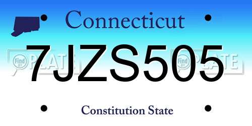 7JZS505 Connecticut License Plate