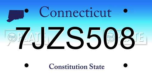 7JZS508 Connecticut License Plate