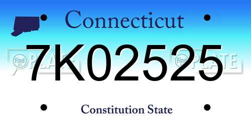 7K02525 Connecticut License Plate
