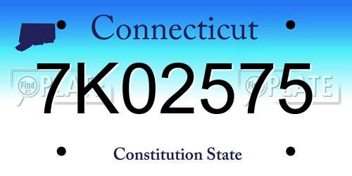 7K02575 Connecticut License Plate
