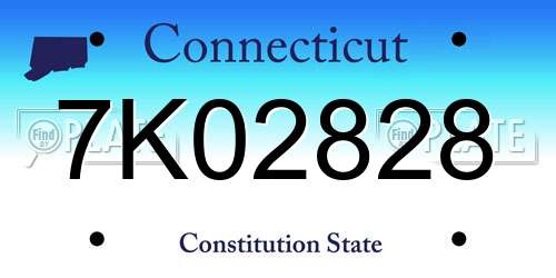 7K02828 Connecticut License Plate