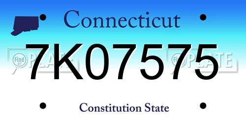 7K07575 Connecticut License Plate