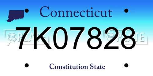 7K07828 Connecticut License Plate