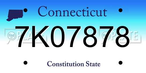7K07878 Connecticut License Plate