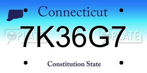 7K36G7 Connecticut License Plate