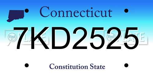 7KD2525 Connecticut License Plate