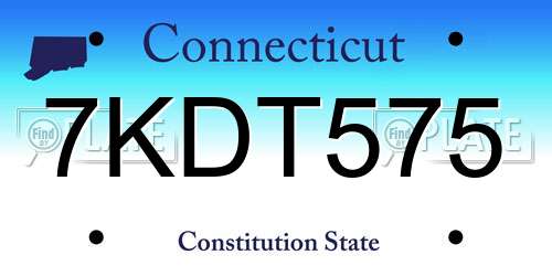 7KDT575 Connecticut License Plate