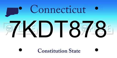 7KDT878 Connecticut License Plate