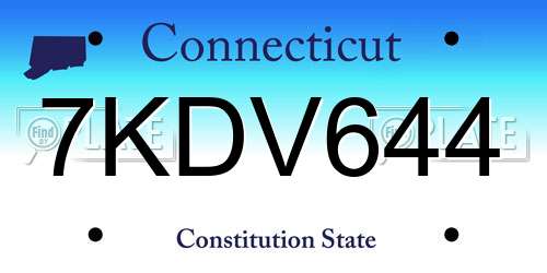 7KDV644 Connecticut License Plate