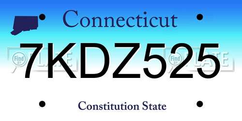 7KDZ525 Connecticut License Plate