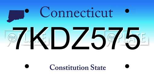7KDZ575 Connecticut License Plate