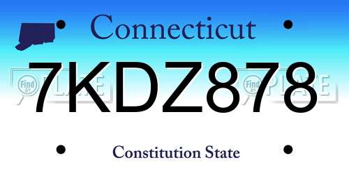 7KDZ878 Connecticut License Plate