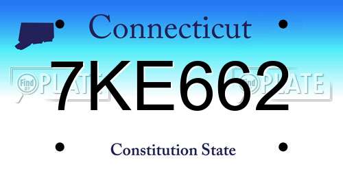 7KE662 Connecticut License Plate