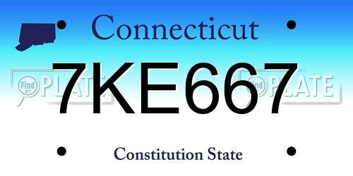 7KE667 Connecticut License Plate