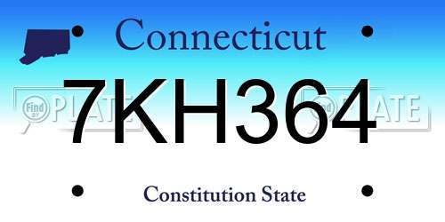 7KH364 Connecticut License Plate