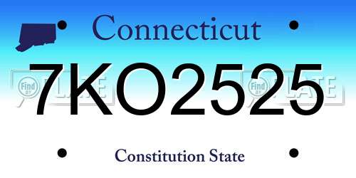7KO2525 Connecticut License Plate
